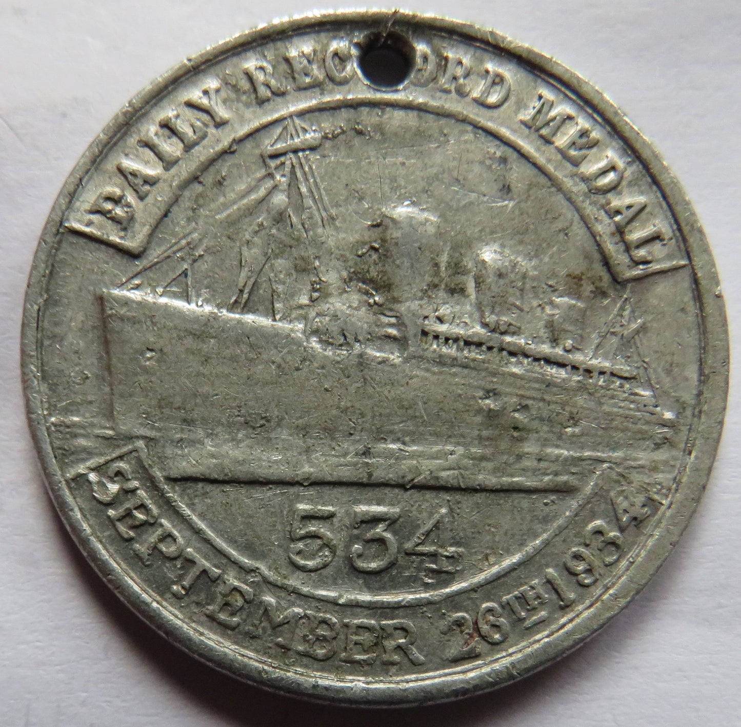 1934 King George V Daily Record Medal - Launch of Queen Mary