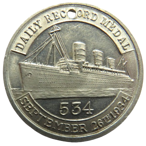 1934 King George V Daily Record Medal - Launch of Queen Mary