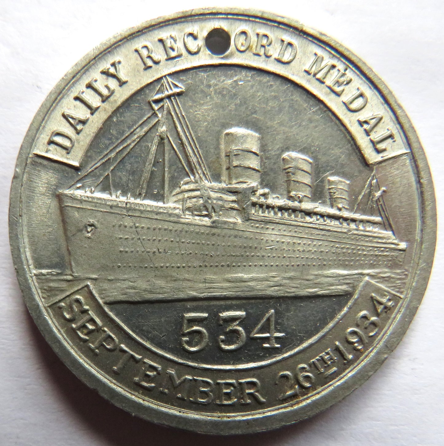 1934 King George V Daily Record Medal - Launch of Queen Mary