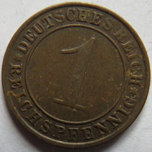 Load image into Gallery viewer, 1924-A Germany - Weimar Republic One Reichspfennig Coin
