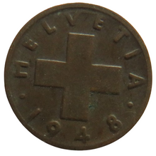 Load image into Gallery viewer, 1948 Switzerland One Rappen Coin
