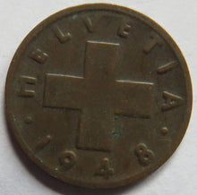 Load image into Gallery viewer, 1948 Switzerland One Rappen Coin
