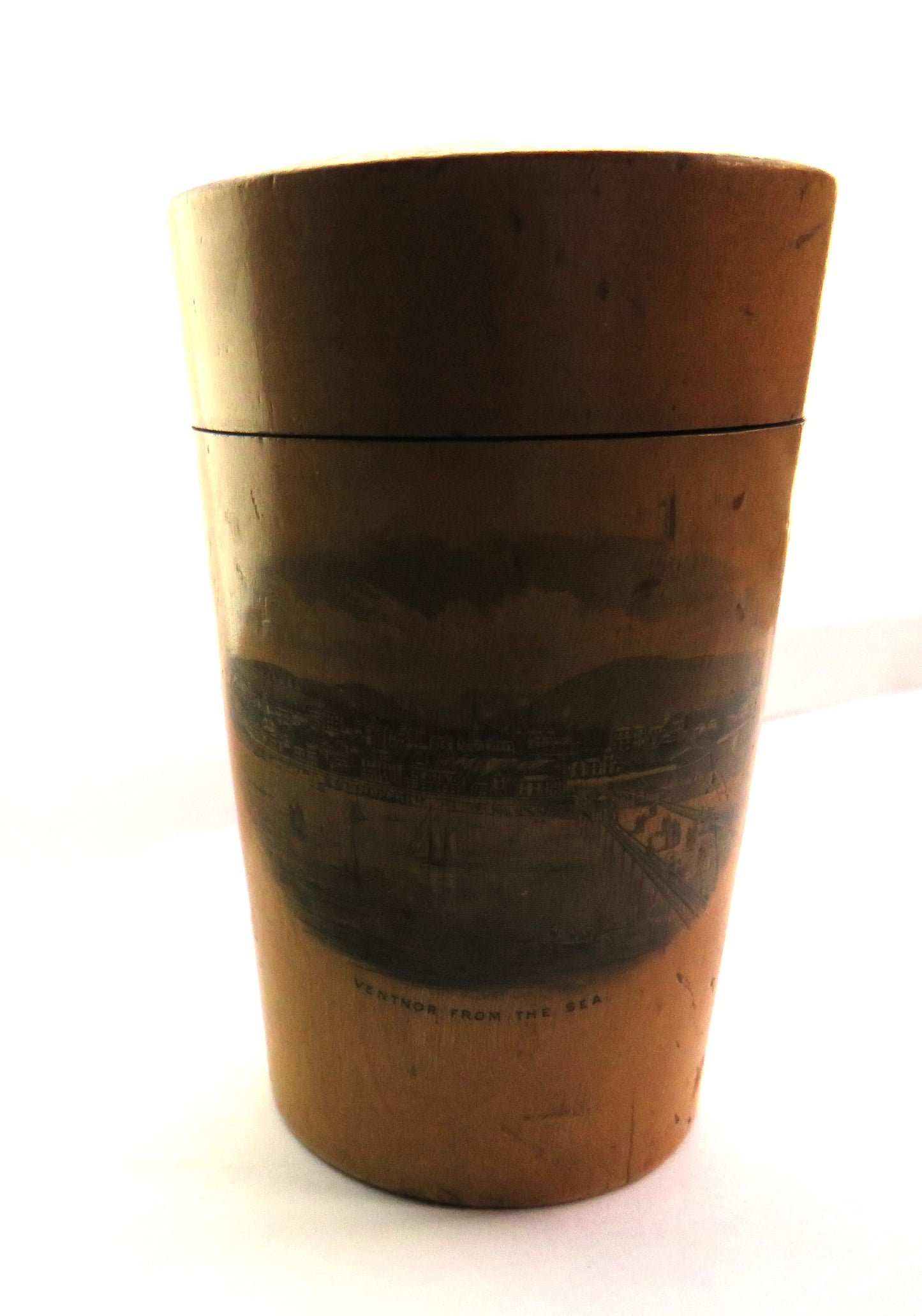 Antique Mauchline Transfer Ware Holder "Ventnor From The Sea"