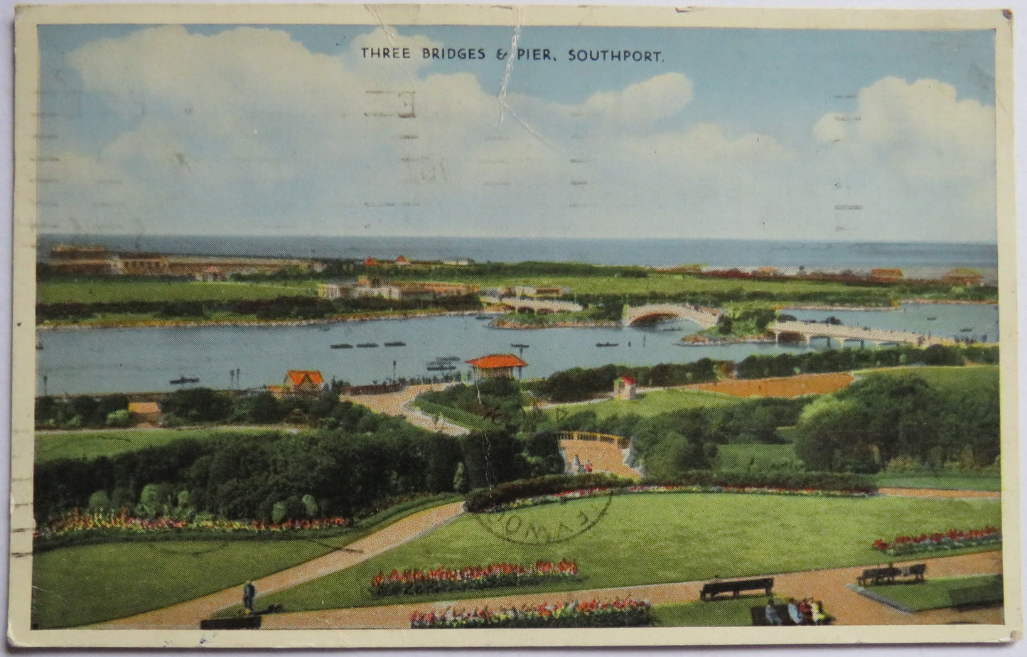 Vintage Postcard Of Three Bridges & Pier Southport 1961