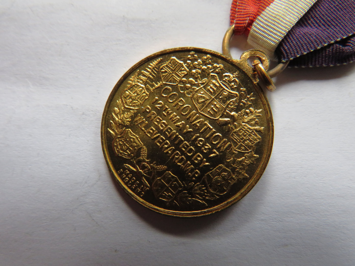 1937 King George VI Coronation Medal Presented By W.L. Everard MP