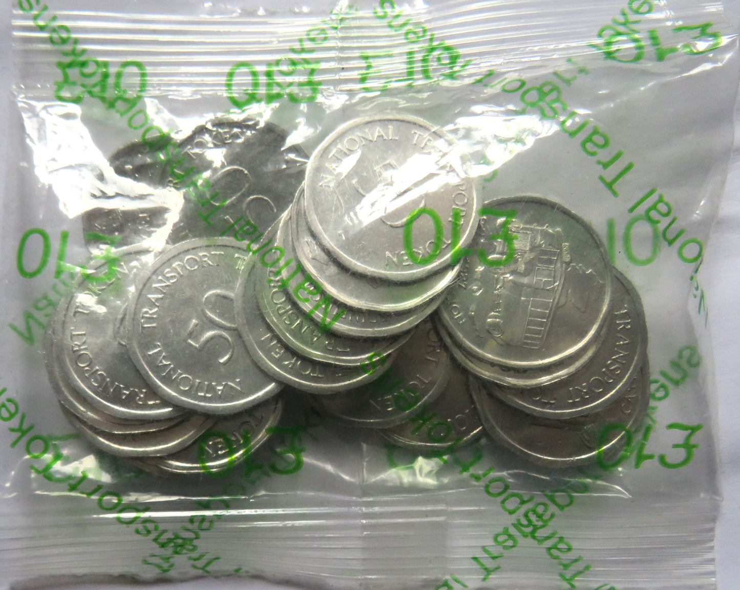 £10 Sealed Bag of National Transport 50p Tokens