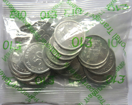 £10 Sealed Bag of National Transport 50p Tokens