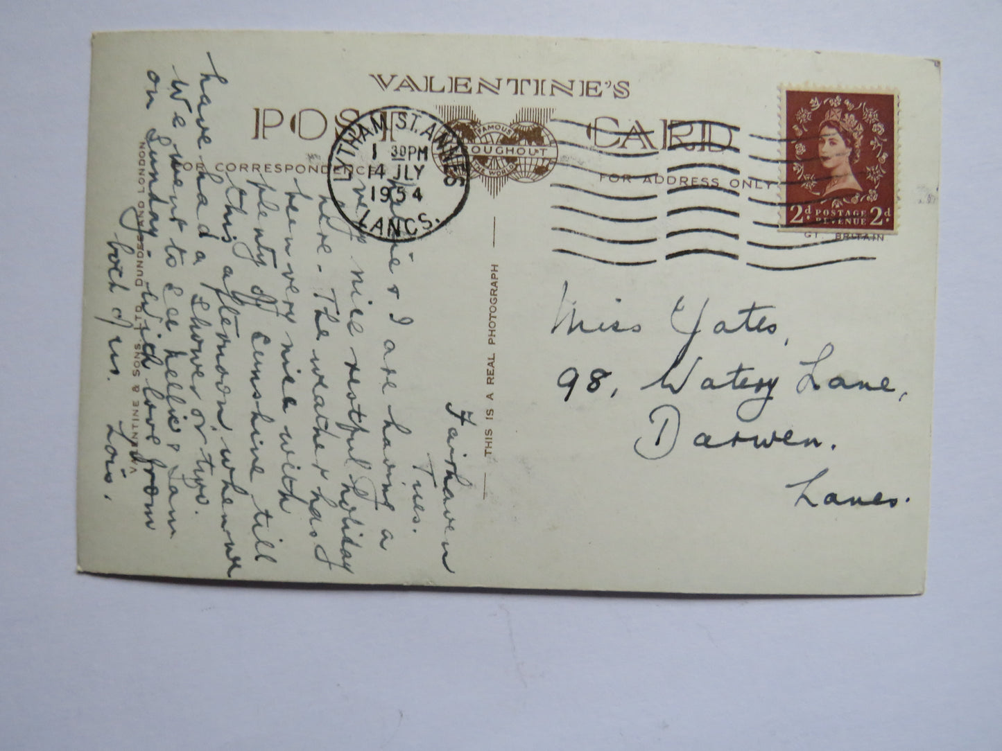 Vintage Postcard Of Green Drive, Lytham 1954