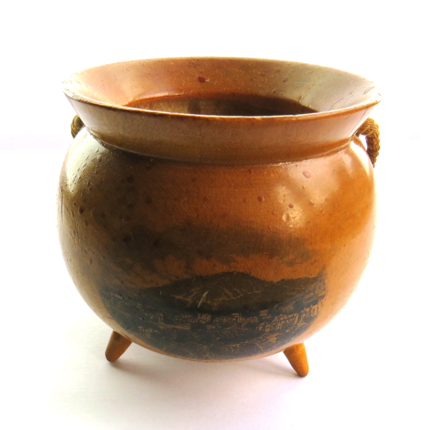 Antique Mauchline Transfer Ware Cauldron "Penmaenmawr"