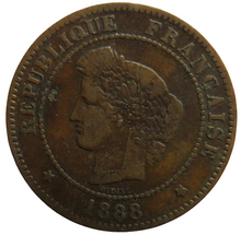 Load image into Gallery viewer, 1888-A France 5 Centimes Coin
