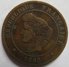 Load image into Gallery viewer, 1888-A France 5 Centimes Coin
