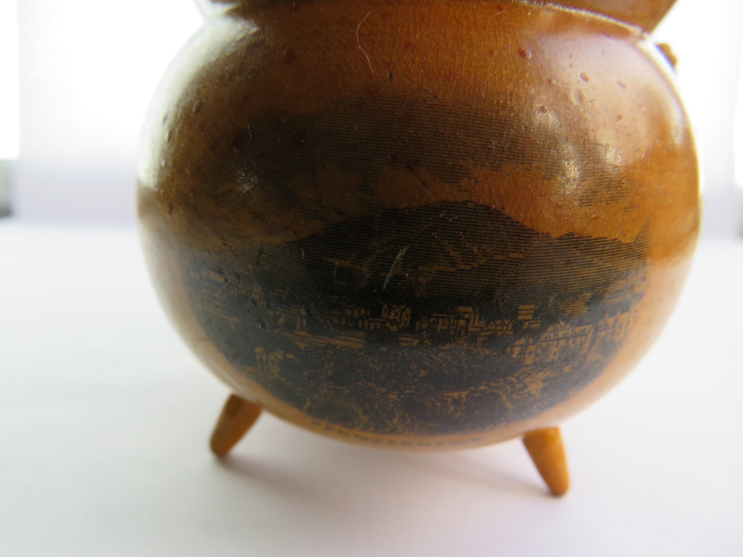 Antique Mauchline Transfer Ware Cauldron "Penmaenmawr"
