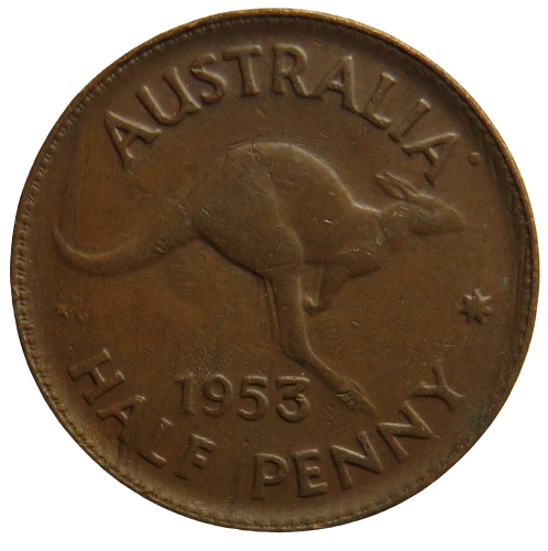 1953 Queen Elizabeth II Australia Halfpenny Coin