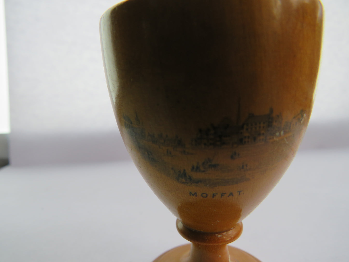 Antique Mauchline Transfer Ware Egg Cup "Moffat" "Cragie Burn Wood"