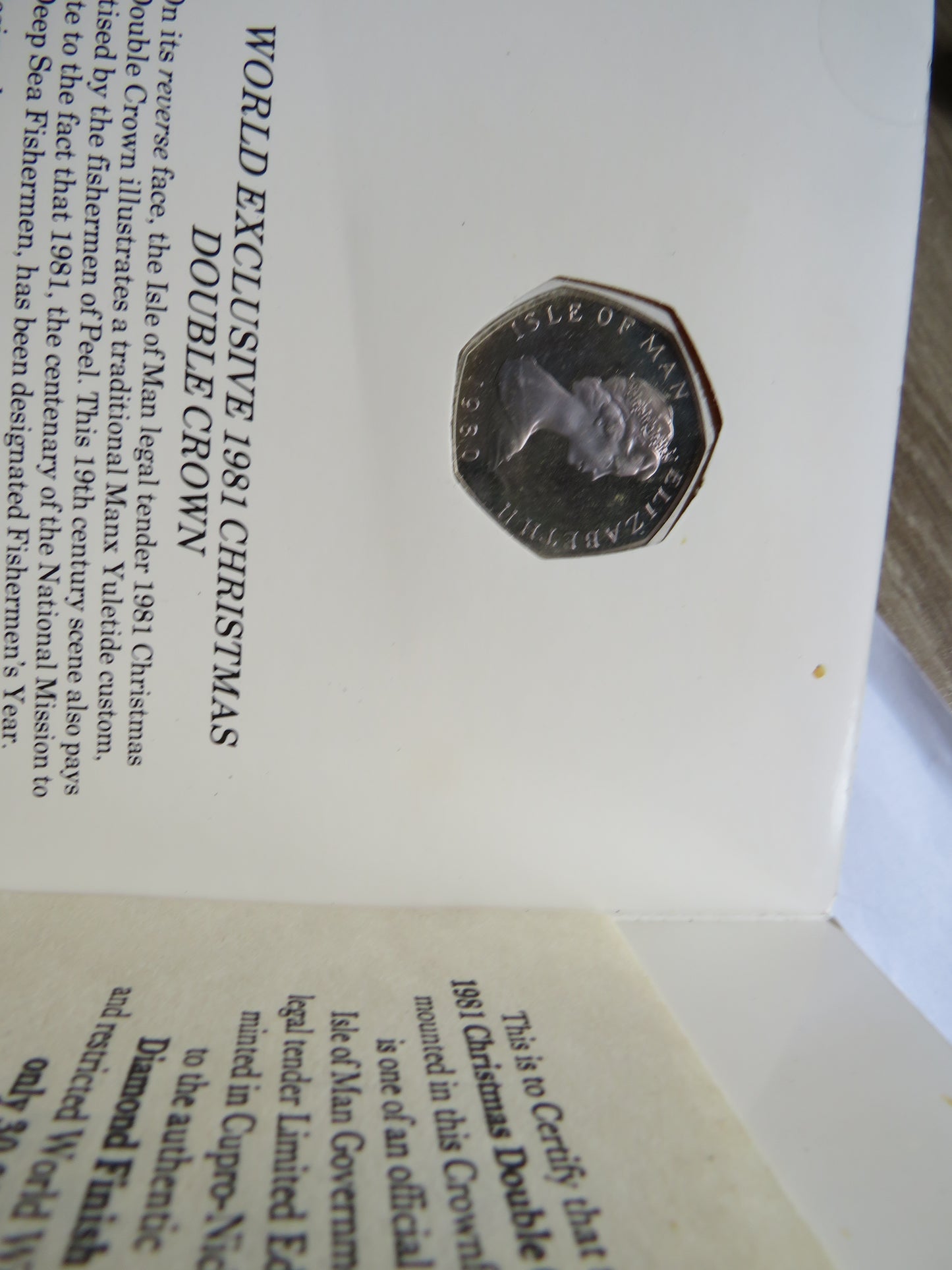 1980 Isle of Man Christmas 50p Coin 1981 Double Crown