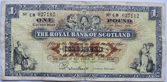 1966 The Royal Bank of Scotland £1 Banknote