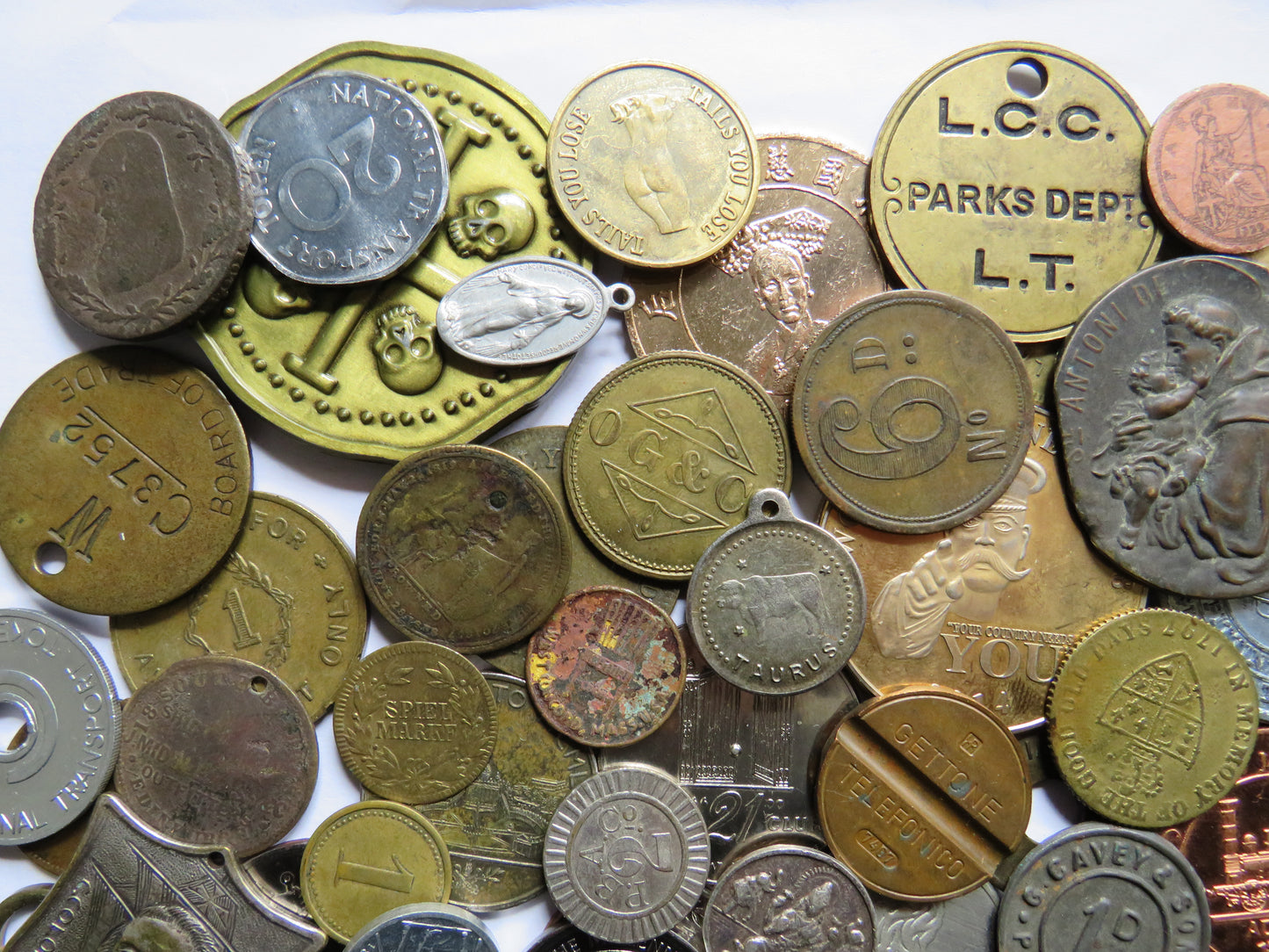 Large Collection of Vintage, Antique Medals & Tokens, Checks, etc.