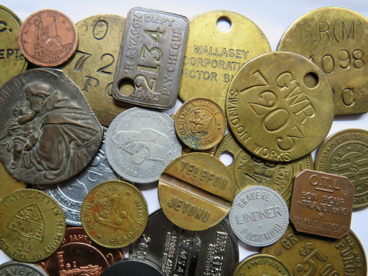Large Collection of Vintage, Antique Medals & Tokens, Checks, etc.