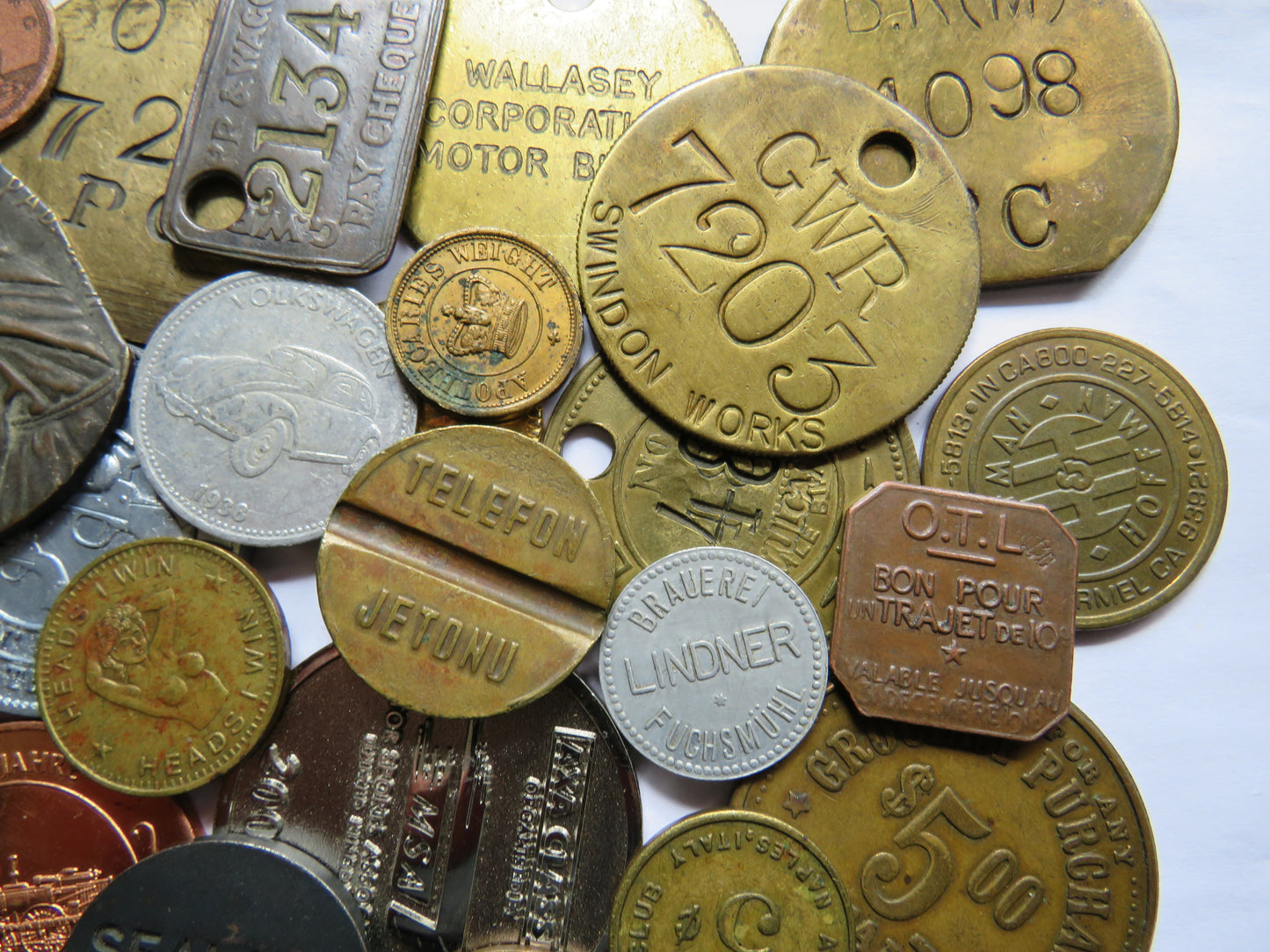 Large Collection of Vintage, Antique Medals & Tokens, Checks, etc.