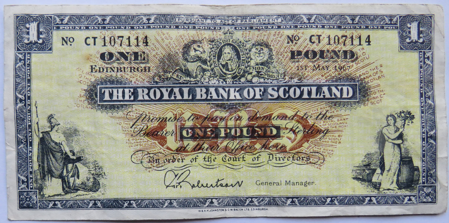1967 The Royal Bank of Scotland £1 Banknote