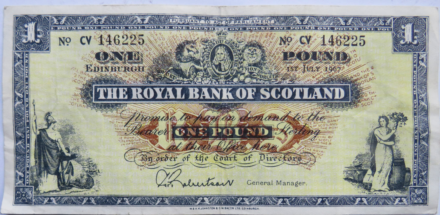 1967 The Royal Bank of Scotland £1 Banknote
