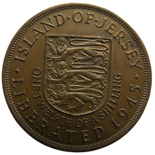 Load image into Gallery viewer, 1945 Island of Jersey 1/12th of a Shilling Coin
