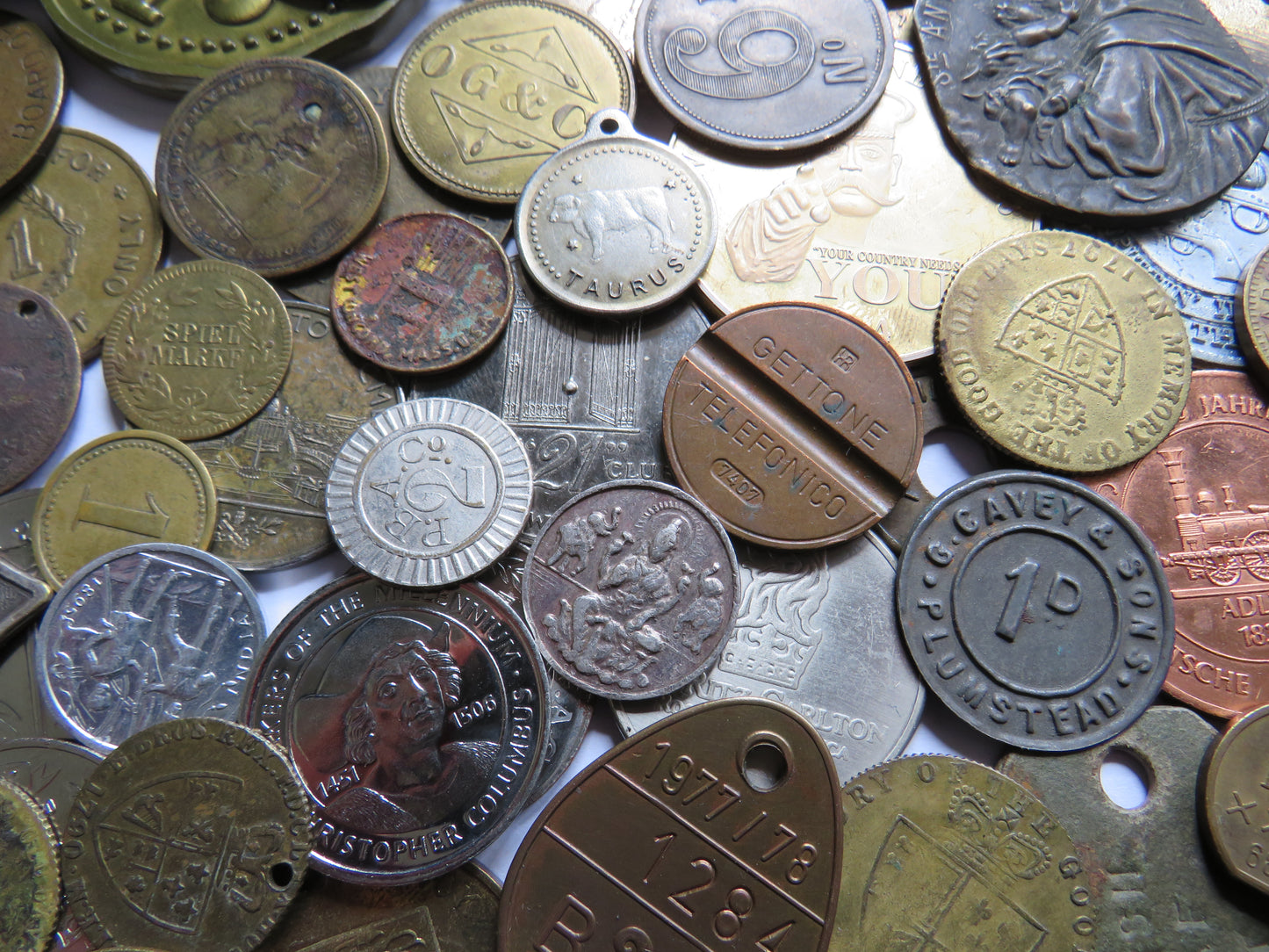 Large Collection of Vintage, Antique Medals & Tokens, Checks, etc.