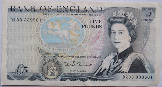 Bank of England £5 Banknote D.H.F. Somerset DR33