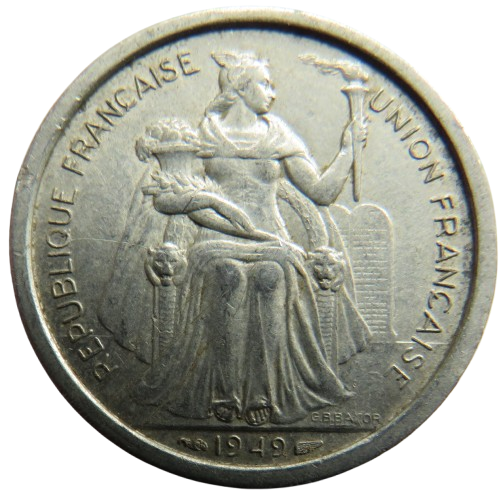 1949 French Oceania 2 Francs Coin
