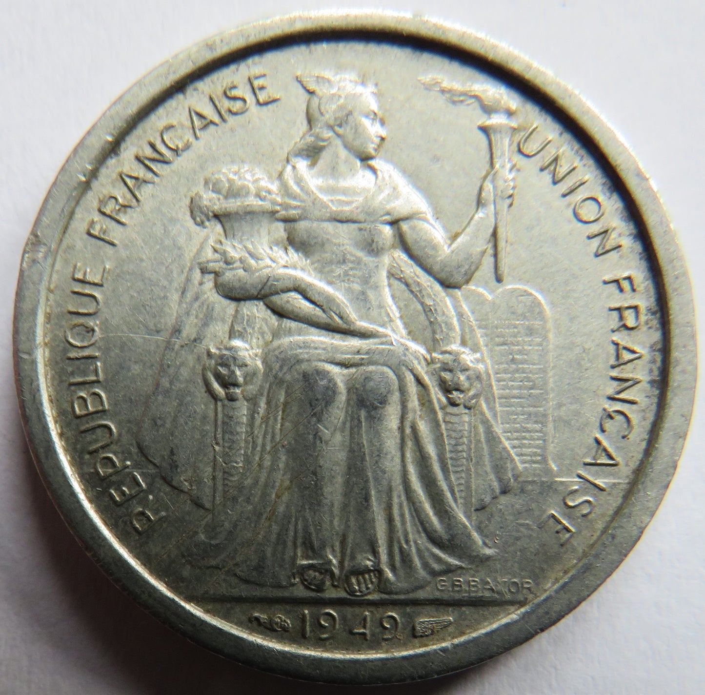 1949 French Oceania 2 Francs Coin