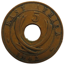 Load image into Gallery viewer, 1942 East Africa 5 Cents Coin
