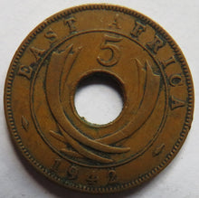 Load image into Gallery viewer, 1942 East Africa 5 Cents Coin
