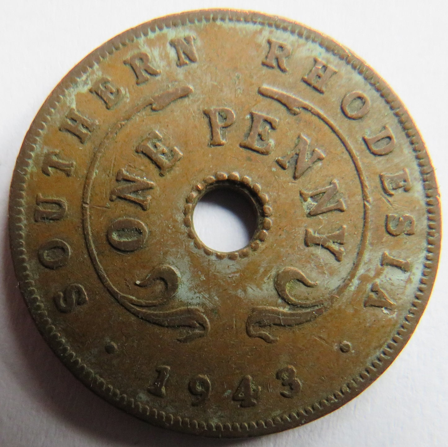 1943 King George VI Southern Rhodesia One Penny Coin