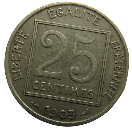 1903 France 25 Centimes Coin