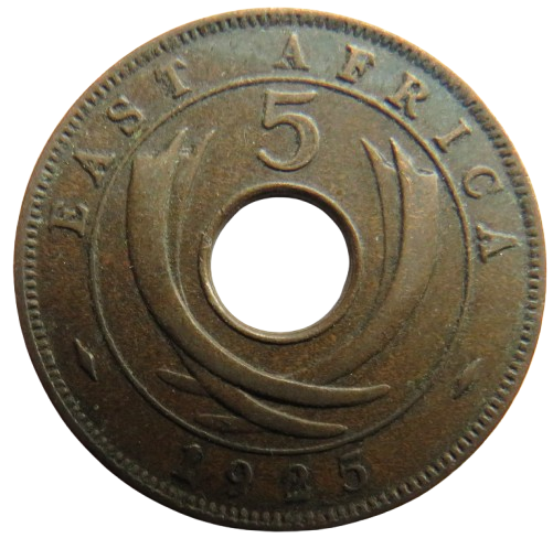 1925 East Africa 5 Cents Coin