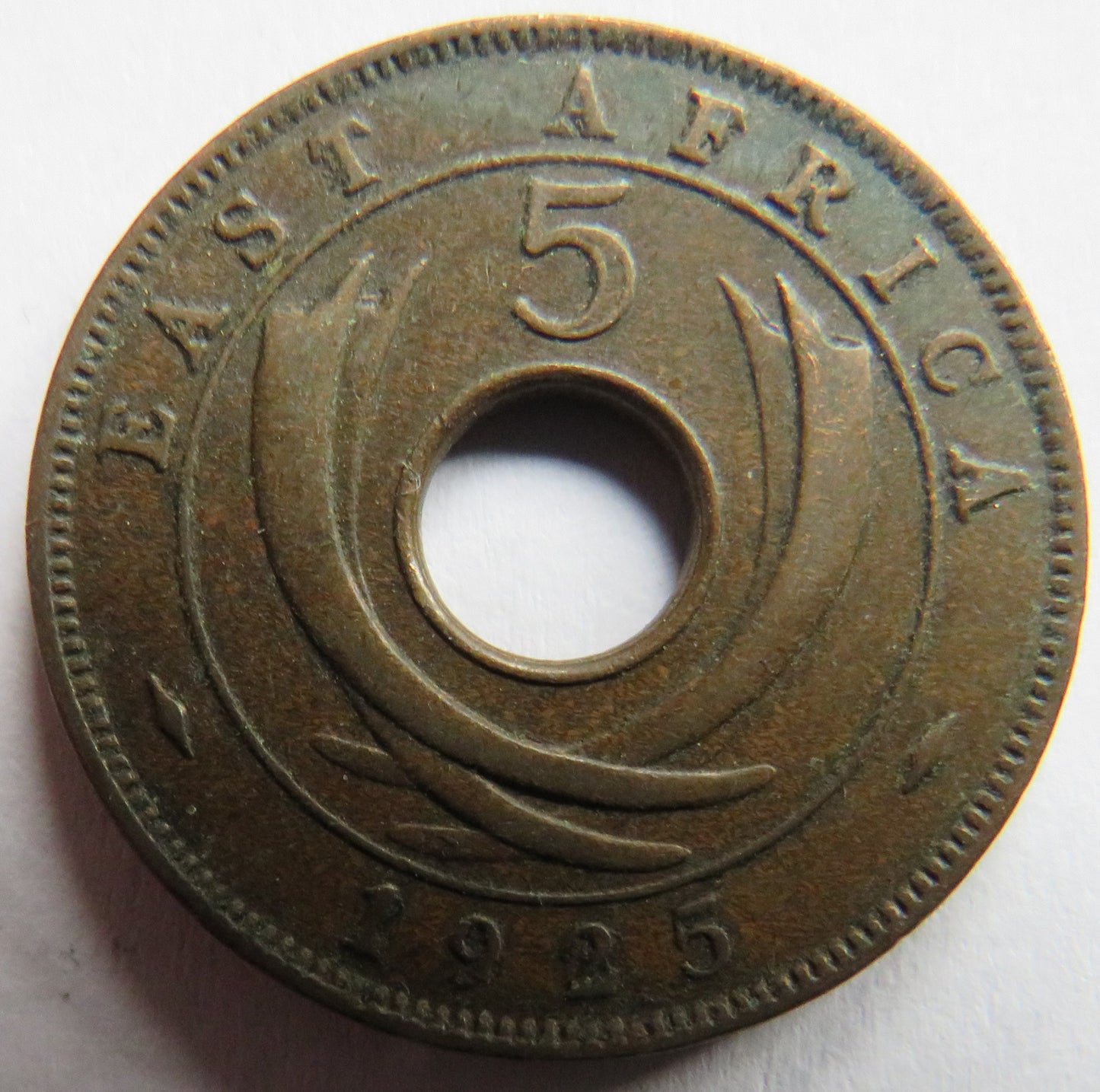 1925 East Africa 5 Cents Coin