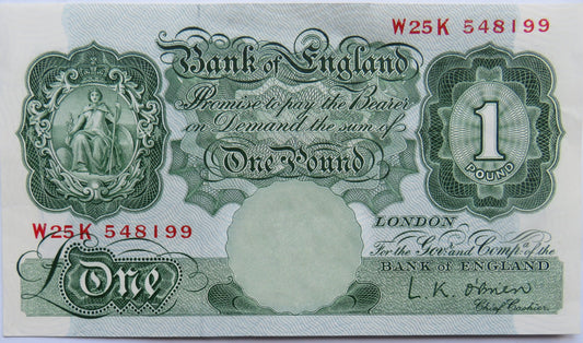 Bank of England £1 One Pound Banknote L.K. O'Brien W25K