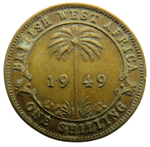 1949 King George VI British West Africa One Shilling Coin