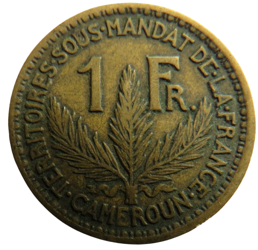 1924 French Cameroon One Franc Coin