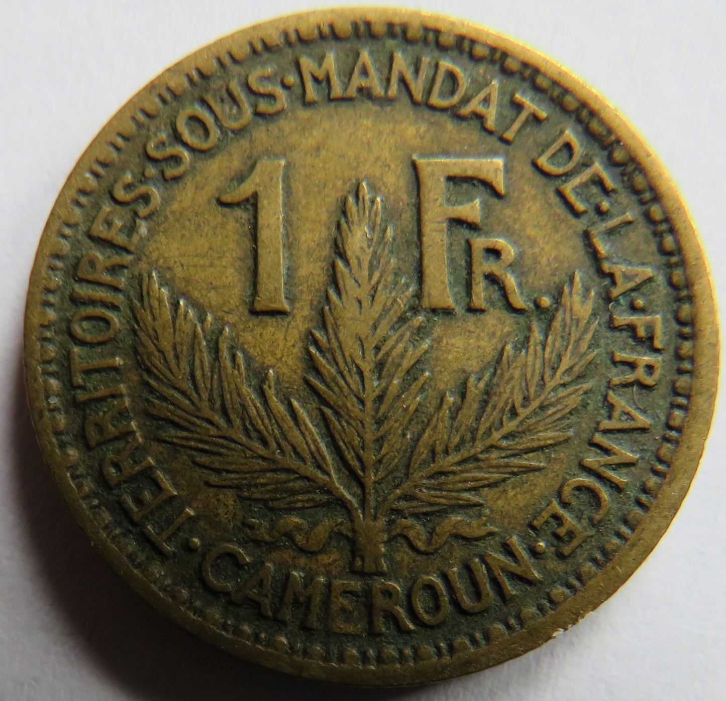 1924 French Cameroon One Franc Coin