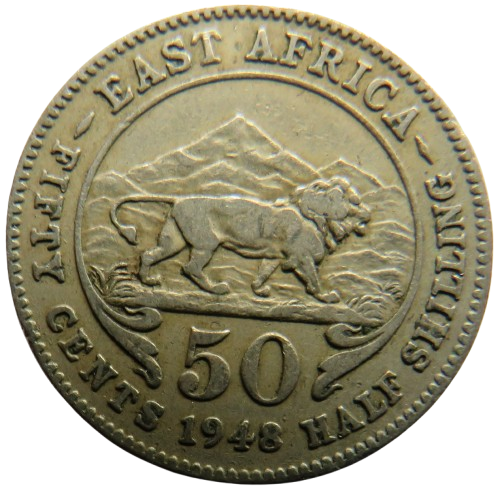 1948 King George VI East Africa 50 Cents Coin