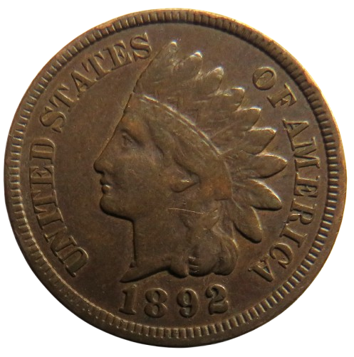 1892 USA Indian Head One Cent Coin