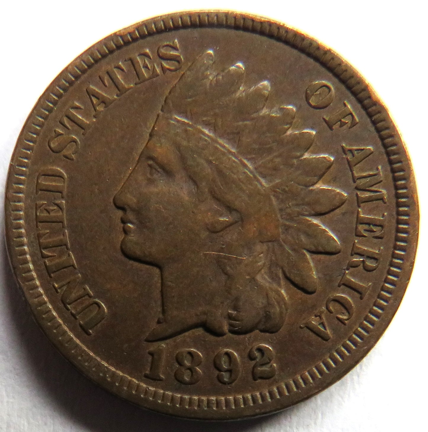 1892 USA Indian Head One Cent Coin