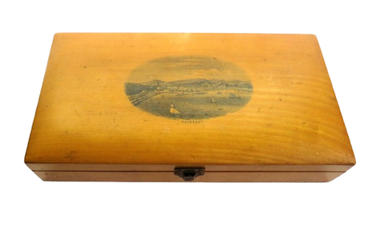 Antique Mauchline Transfer Ware Box With Image of Rothesay