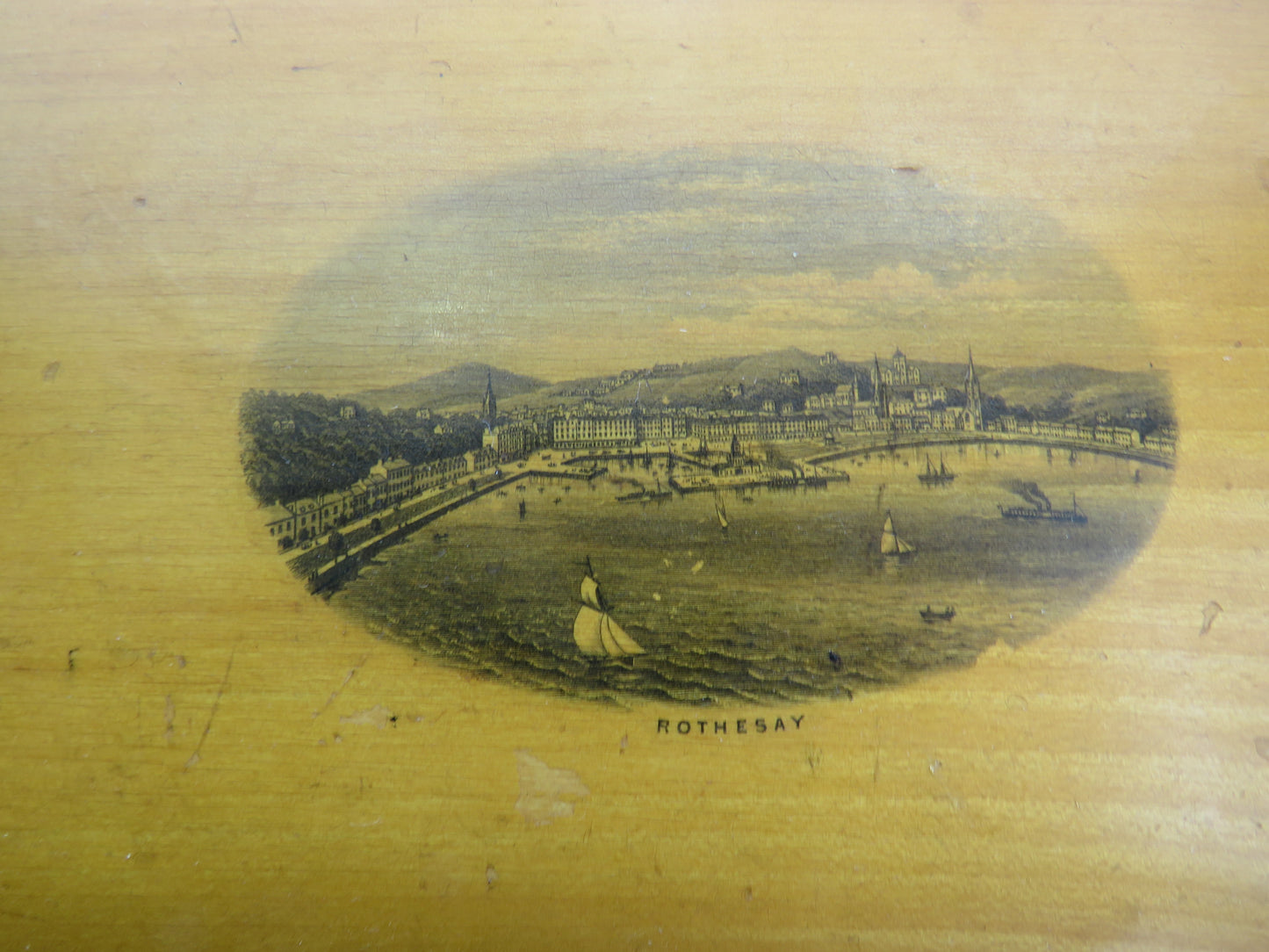 Antique Mauchline Transfer Ware Box With Image of Rothesay