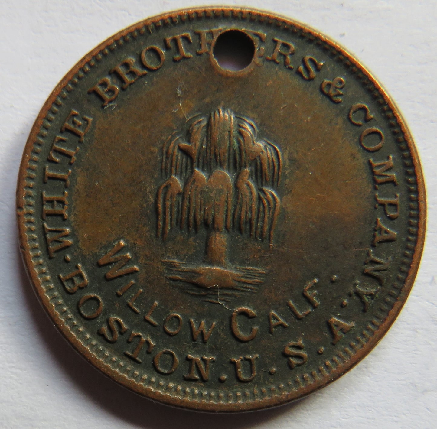 White Brothers & Company Boston U.S.A Willow Calf Token