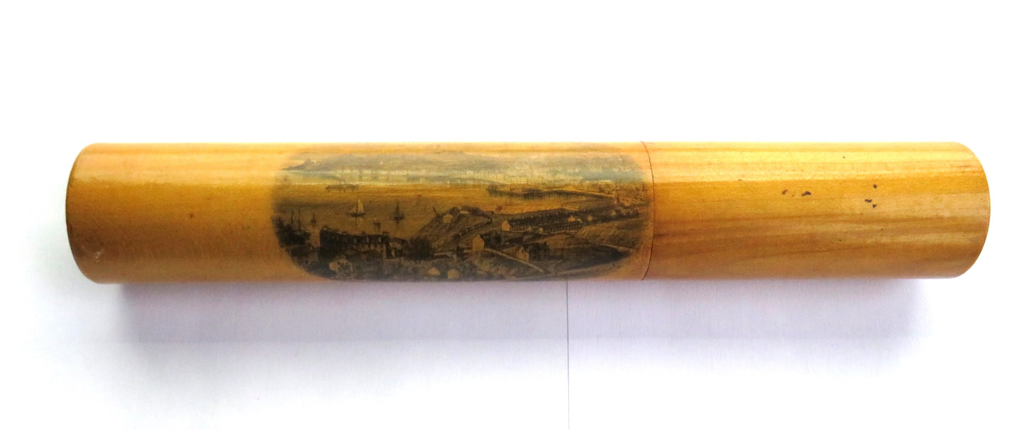 Antique Mauchline Transfer Ware Needle Case "Oban From The South"