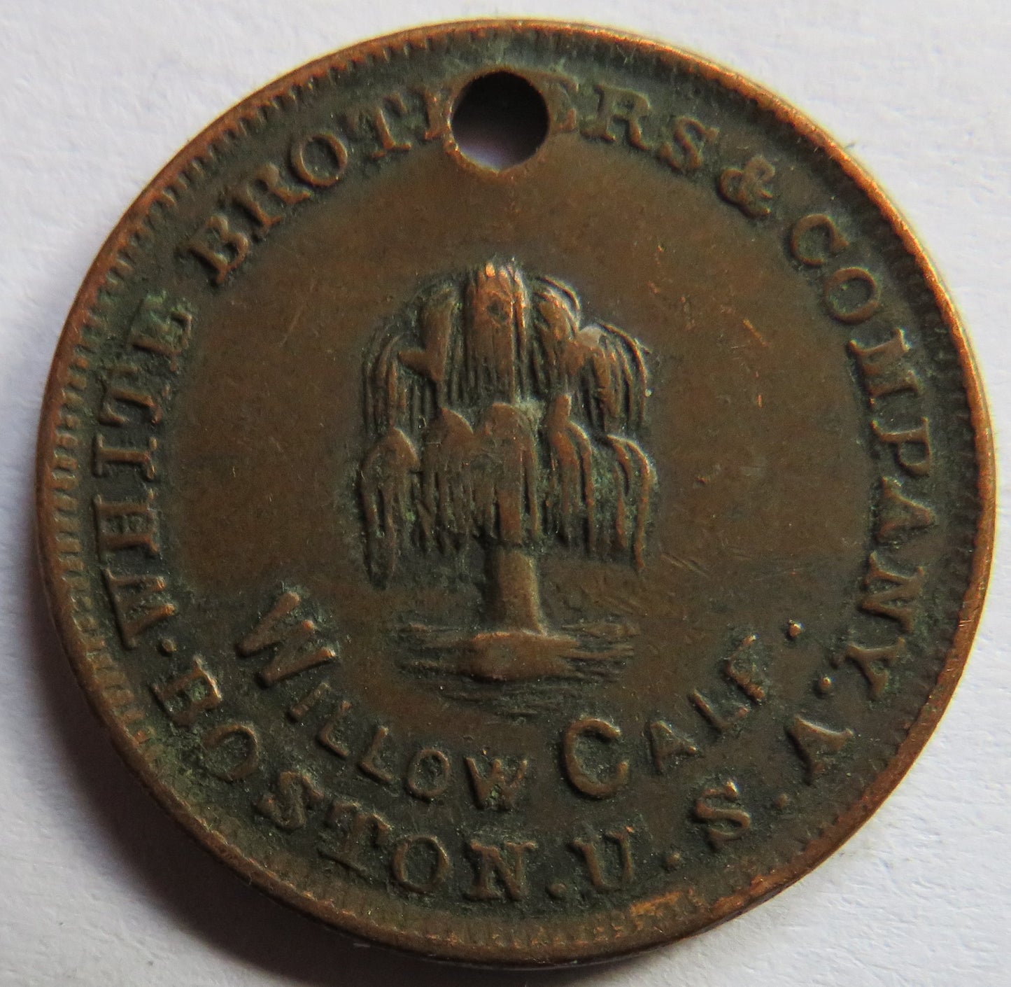 White Brothers & Company Boston U.S.A Willow Calf Token