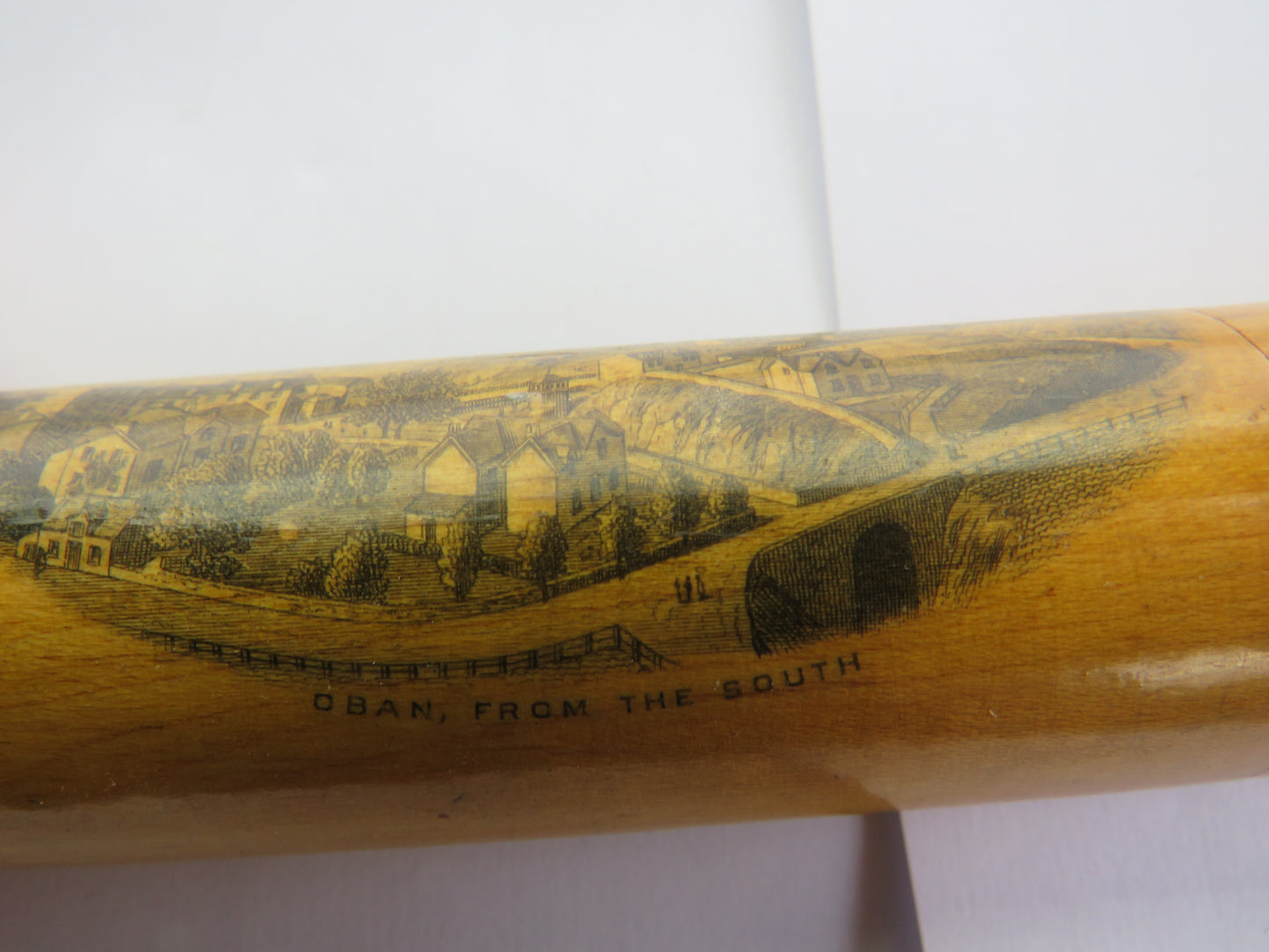 Antique Mauchline Transfer Ware Needle Case "Oban From The South"