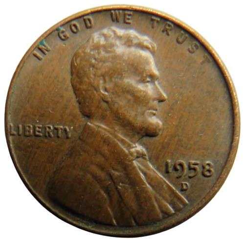 1958-D USA Lincoln One Cent Coin